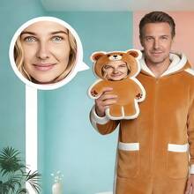 1 Personalized Fun Face Pillow - Customized Photo Double Sided Printing, Customized Face Pillow - Home Style, Ideal Gift For Birthday, Thanksgiving, Christmas - Bear - View 9