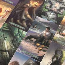 12*7厘米塔罗牌，附带指南手册，适合初学者，可用于娱乐派对、饮酒游戏，塔罗牌插图精美，充满奇幻艺术风格，卡片坚固耐用，边缘光滑，可用于占卜，也可作为灵性派对的主持人道具。 - 藍色 - 查看 9