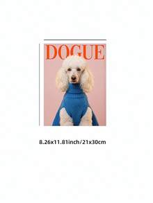 1 件无框 DOGUE 粉色狗狗海报，身穿蓝色毛衣，墙面艺术帆布印刷品，适用于房间装饰、宿舍必备、生日礼物和派对装饰、复古奇趣卧室装饰、美学房间装饰、墙面印刷品、大学宿舍必备、家居装饰时尚宠物爱好者礼物、独特的墙面装饰创意、简约俏皮的艺术。 - 卡通 - 查看 11