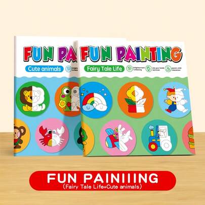 Children's Symmetric Half-Side Painting Book, You Can Use Your Imagination To Color The Other Side According To Your Preference. An Ideal Holiday Gift And Birthday Surprise For Children
