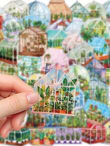 50pcs Hothouse Flower Stickers Delicate Botanical Transparent Labels For Phone Case, Laptop, Guitar, Water Bottle, Journal, Luggage, Waterproof Decals - Multicolor - View 6