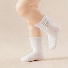 Baby Girl Socks With Bows Soft Pearl Bunny Infant Princess Dress Socks Toddler Ruffle Socks - White - View 2