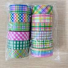 6/12pcs Spring Plaid Easter Gradient Transparent Washi Tape & Paper Tape DIY Craft Decorative Stickers - Multicolor - View 7