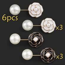 优雅山茶花别针套装 - 防滑衬衫夹，安全女士配饰 - 多色 - 查看 14