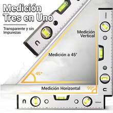 Nivel magnético de aleación de aluminio de 600 mm, medición precisa triangular, vertical y horizontal. Su potente adsorción magnética garantiza la estabilidad y la precisión en las mediciones tridimensionales. Ideal para muebles y construcción. - 60 centímetros - Ver 3