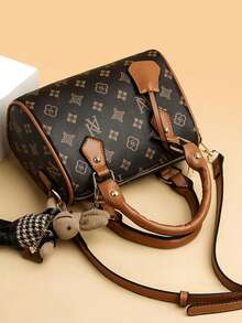 Fashionable New Design Elegant Handbag, High-Quality Minimalist Retro Rabbit Decor Shoulder Crossbody Tote Bag - Coffee - View 7