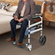 Foldable Shower Rolling Chair With Commode & Wheels, 330lb Heavy Duty Adjustable Height Bath Chair, Silver Black Aluminum Alloy Folding Shower Seat, Heavy Duty Shower Chair With Wheels & Brakes, Adjustable Foldable Rolling Chair For Elderly & Safety (Silver Black) - A - 查看 2