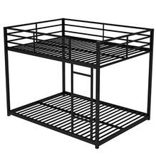 Contemporary Full Over Full Metal Bunk Bed - Low Profile Design With Integrated Ladder, Ideal For Small Spaces 77.2"L X 56"W X 53.7"H - Black - View 6
