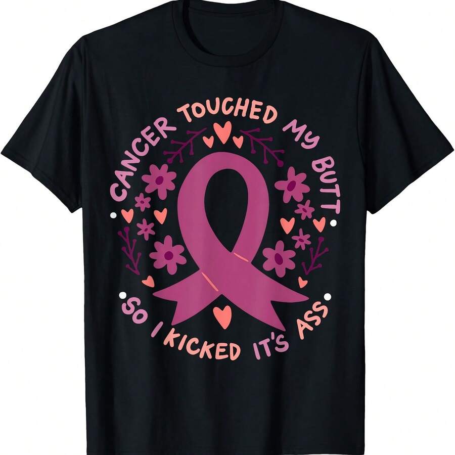 El cáncer me tocó el trasero y le di una patada. Camiseta - Negro - Ver 1