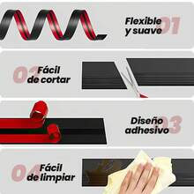 Protector de bordes para escaleras de 20 m / 65,6 pies en negro/gris/café. Tiras protectoras para bordes de escalones en forma de L. Bordes antideslizantes de PVC para escaleras. Escaleras autoadhesivas para uso en exteriores e interiores. Protector de bordes para escaleras de 65,6 pies. Protector de bordes antideslizante autoadhesivo de PVC para escaleras. Protector impermeable para escaleras interiores y exteriores. - Estructura 3D en forma de L, corte DIY - Adecuado para escaleras residenciales, escaleras de villas, peldaños de balcones, rampas de garajes, habitaciones de personas mayores, habitaciones de niños pequeños, guarderías, escuelas, oficinas - Negro - Ver 5