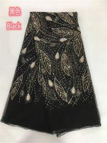 5 Yards/1 Yard Green African Mesh Lace Fabric, 2026 French Sequin Embroidered Handmade Beaded Nigerian Mesh Netting For Wedding Party - A - View 18