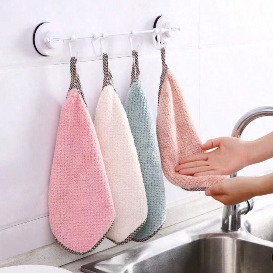 5 pièces Lavettes de cuisine absorbantes et antiadhésives, chiffons de nettoyage de cuisine épaissis, serviettes réutilisables douces et absorbantes pour laver la vaisselle, essuyer les tables et les mains - A - Voir 1