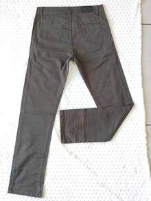 Men's Slim Fit Twill Trousers With Elastane And Side Pockets. - 墨綠色 - 查看 3