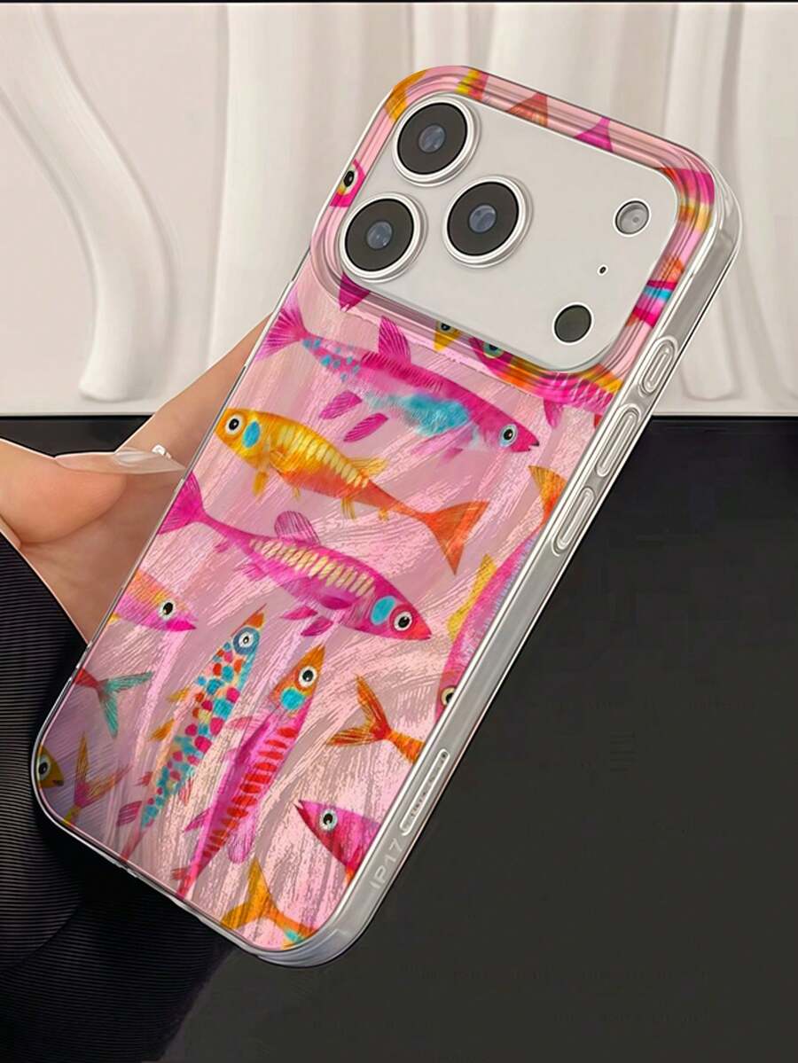 1 chiếc ốp lưng điện thoại họa tiết cá tối giản, chống nước, chống bám vân tay, chống trầy xước, trong suốt, chất liệu IMD mềm bóng mịn, phù hợp với 17/17 Pro/17 Pro Max/16/16 Plus/16 Pro/16 Pro Max - Nhiều màu - Xem 1