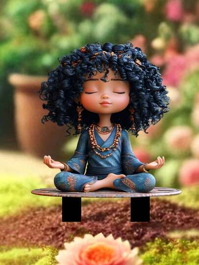 Enchanting Meditating Girl Acrylic Garden - Ideal For Yard And Potted Plant Decor, Perfect Christmas Gift