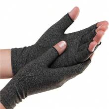 1Pair Fingerless Hand Thumb Compression Gloves - Grey - View 7