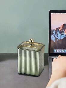 1pc Luxury Cotton Swab Storage Box, Small Makeup Pad Holder, Toothpick & Lipstick Cosmetic Desktop Organizer - Multicolor - View 7