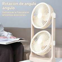 Ventilador de Escritorio de Doble Cabezal, Ventilador de Crculación de Aire de Alta Potencia Eólica,Ventilador Portátil Recargable USB con 5 Velocidades,Diseño de Doble Capa,Viento Suave Natural,Rotación Ajustable,Batería de Larga Duración - Champán - Ver 5