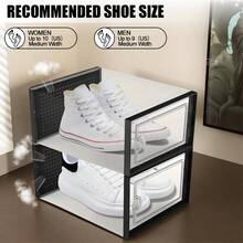 Thick Transparent Shoe Box With Lid, Foldable & Stackable Plastic Shoe Rack Organizer - Waterproof, Space-Saving Storage For All Shoe Types - Ideal For Foyer, Bedroom, Home, Dormitory - 黑色-12個 - 查看 2