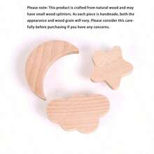 1PC Solid Wood Wall Hook, Wall Hanging Clothes Hook, Star Moon Cloud Cartoon Hook - 1PC - View 9