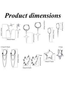 Fashionable Unique Punk Minimalist Style Spike Drop Hoop Earrings, Unisex Low Allergy Charm Circular Clip-On Earrings, Cartilage Geometric Ear Cuff - Silver - View 6