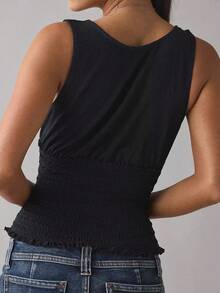 Women Y2k Tank Top Polka Dot Plunge V Neck Sleeveless Camisole Shirts Slim Fit Summer Going Out Tops Streetwear - Negro - Ver 2