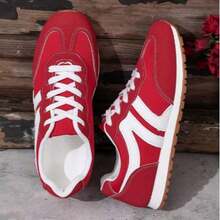 Women's Classic Fashion Comfortable Casual Versatile Lace-Up Lightweight Non-Slip College Style New Sports Shoes - 紅色 - 查看 5