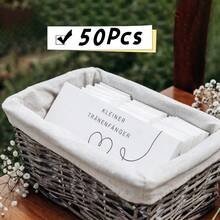 Set de 50 de batiste, germane, cu lacrimi de bucurie, cu puncte adezive de închidere - Set de mâneci pentru batiste de nuntă, colector de micro-lacrimi, cadou de nuntă, design cu inimă, mânecă pentru batistă cu punct adeziv convenabil și pliu pre-împodobit - Multicolor - Vizualizare 6
