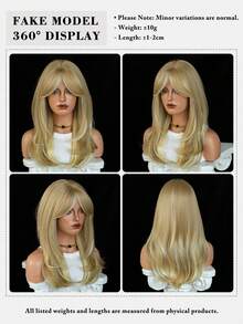 7JHH WIGS 女士齐肩亚麻金发假发，20英寸优雅直发层次感假发，带刘海，采用优质耐热合成纤维制成，适合日常佩戴、节日庆典、家庭聚会、母亲节礼物和毕业礼物——初学者无需胶水即可佩戴假发 - 亞麻金 - 查看 7