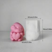 Hugging Rabbit Candle Mold DIY Handmade Soap Silicone Mold - White - View 2