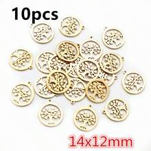 10 chiếc mặt dây chuyền nhỏ hình cây, trăng, bướm bằng thép không gỉ mạ vàng, dùng để trang trí vòng cổ, vòng tay, bông tai, phụ kiện làm trang sức DIY. - Vàng - Xem 11