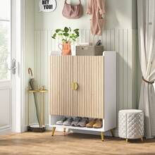 LITTLE TREE Shoe Cabinet With Doors & Adjustable Shelves, 7-Tier Modern Free Standing Shoe Racks Storage Organizer For Entryway, Living Room, Bedroom, Apartments - 白色 - 查看 10
