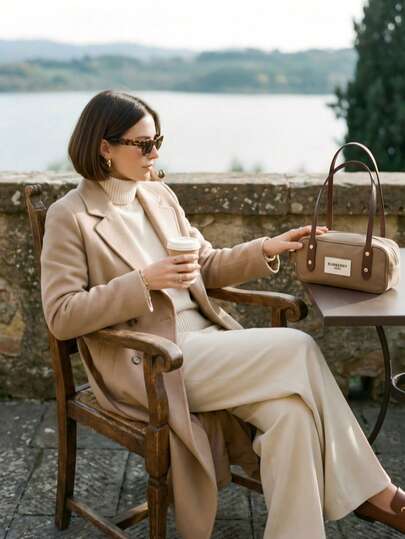  Burberry Hero棕色帆布单肩包 - 一体式圆筒形手提包，饰有皮革点缀和品牌标签，奢华设计师日常休闲通勤包