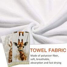 2/4/48pcs Spring & Summer Series Pale Yellow Plaid Trim, Watercolor Giraffe Head Print Kitchen Towels - Super Soft, Highly Absorbent Polyester Dish Towels & Hand Towels, Ideal For Holiday Decor, New Year Gifts, Kitchen Decor, Party Decorations - Multicolor - View 3