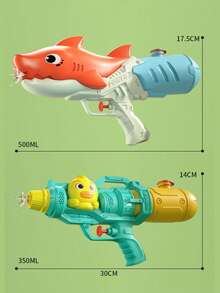 1pc Children Shark Cartoon Patterned Pull-Type Water Gun For Outdoor Water Play In Summer, Perfect For Beach Fight Game Toy - Multicolor - View 12
