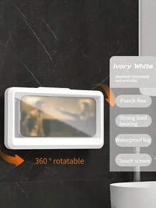 1pc, 360-Degree Rotatable Waterproof ABS Shower Phone Holder, Anti-Fog Transparent Bracket, Suitable For Bathrooms And Toilets, Compatible With Plastic Shower Curtains - Multicolor - View 5