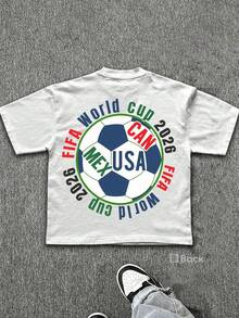 (180g 100 Percent Cotton T-Shirt) Men's T-Shirt Men's Casual  Comfortable, Fashionable T-Shirt, Street Style Double-Sided Printing Cotton   Playing Cards - 白色 - 查看 3