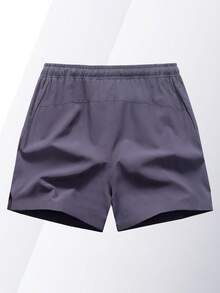 1件装女士夏季运动印花紫色短裤，弹性腰带抽绳跑步裤，适合室内健身和户外跑步 - 紫色 - 查看 4