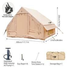 Hot Tent Inflatable Camping Tent Easy Setup 4 Season Glamping Tent With High Performance Inflatable Structure 4-6 Persons Waterproof Windproof Outdoor Self-Supporting Blow Up Tent Air Tent Portable House Hiking Fishing Tailgating - Yellow - View 15