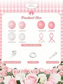 179pcs Pink And White Balloon Garland Arch Set, Perfect For Birthday Party, Pink Bow Theme Party, Bridal Shower, Wedding, Engagement, Baby Shower, Princess Tea Party And Other Party Supplies - 粉色 - 查看 5