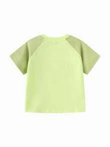Balabala Boys' Comfortable Cartoon Pattern Colorful Animal Print Short Sleeve T-Shirt - Yellow Green - View 3
