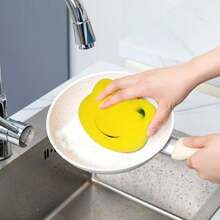 5pcs/10pcs Frog Shaped Cleaning Sponges, Double-Sided Scrub Pads, Dish Washing Sponges, High Quality Kitchen Sponges, Strong Scrubbing Sponges, Super Absorbent, Cleaning Supplies, Cleaning Tools, Back To School Essentials - Frog - View 5