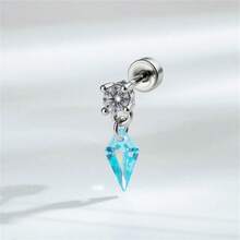 1pc New Retro Elegant Geometric Kite Zirconia Pendant Titanium Steel Cartilage Earring Stud - Multicolor - View 10