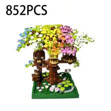 852pcs Detailed Rainbow Treehouse Building Blocks Set, DIY Precise Structure Assembly Puzzle Toy, Premium Collectible Home Office Desktop Bookshelf Decor - Treehouse Architectural Model - View 8