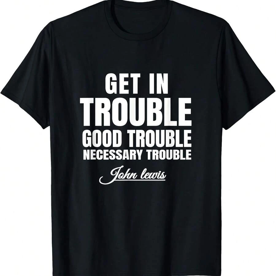 Camiseta de John-Lewis "Problemas Geniales, Problemas Necesarios". - Negro 3 - Ver 1