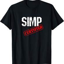Camiseta divertida con texto grande de meme de Internet de Certified Simp - Negro - Ver 1