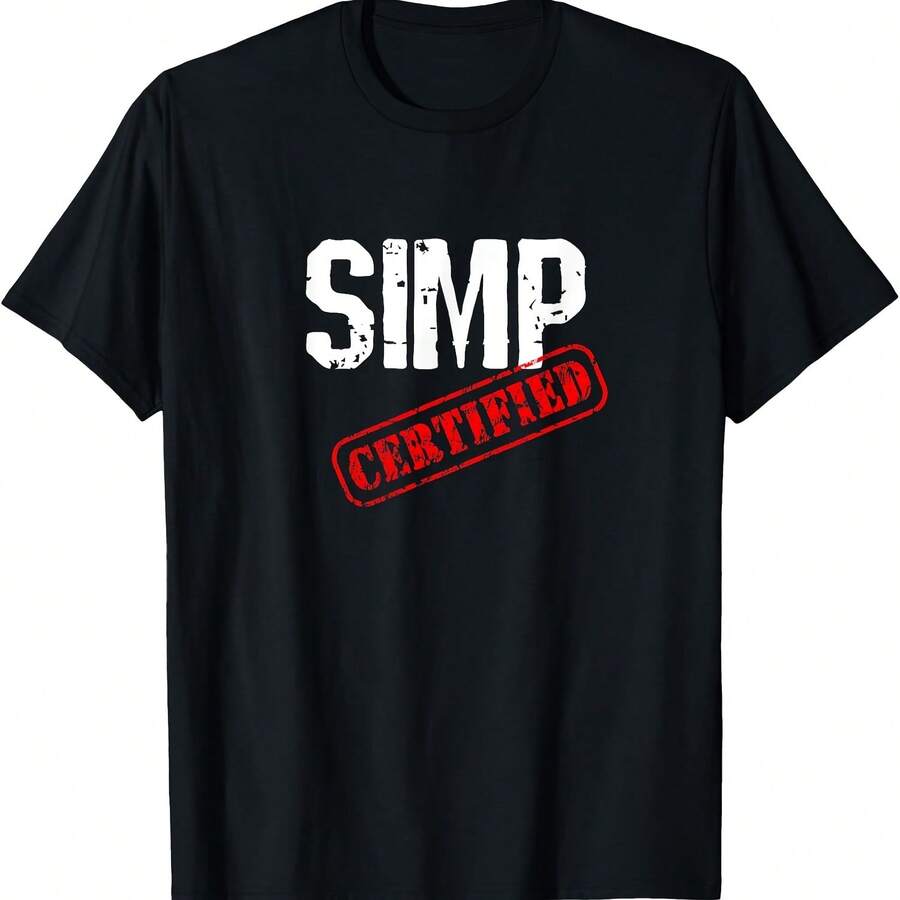Camiseta divertida con texto grande de meme de Internet de Certified Simp - Negro - Ver 1