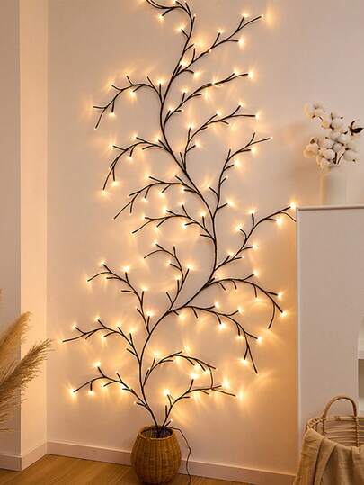 1PC Led Rattan Branch Lamp, Flexible, Suitable For Use In Rooms, Bedrooms, And As A Decorative Ambient Light For Walls, Adding A Warm And Inviting Atmosphere To Any Space.