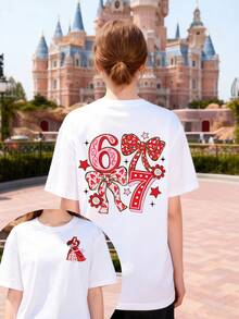 Disney Women's T-Shirt Featuring A Double-Sided Lettering Print Of Disney's Princess Ariel. Crafted From Soft, Comfortable, And Durable 100% Cotton Fabric. This Spring/Summer Women's Crew Neck T-Shirt Is Perfect For Everyday Wear, Shopping, Parties, Travel, Gatherings, And Makes An Excellent Gift. - White - View 1