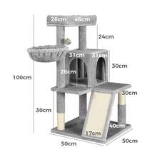B BEASTIE BEASTIE Cat Tree Scratching Post Scratcher Tower Condo House Furniture Wood 100cm - Light Grey - View 2